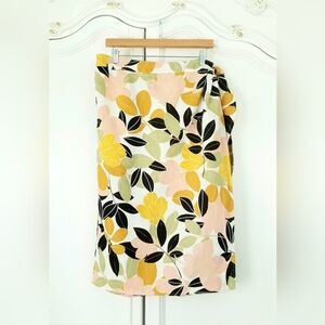 Rachel Zoe Multicolor Tropical Floral Linen Wrap Skirt Womens XL NWT